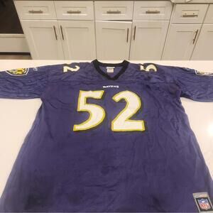 Vtg Ray Lewis Baltimore Ravens Football Jersey Mens 2XL Purple NFL 52 Reebok